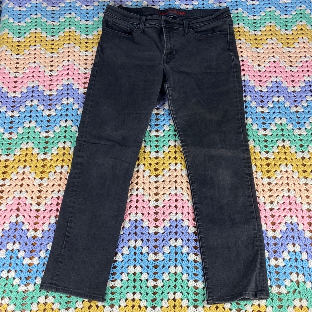 Lucky Brand Sweet Gray/Black Women's Stretch Straight Jeans Mid Rise 14/32R